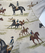 Equestrian Horse Derby Cotton Blend Fabric - Vintage Horse Racing Motif, Earth Tones, 54" Width (1 Yard)