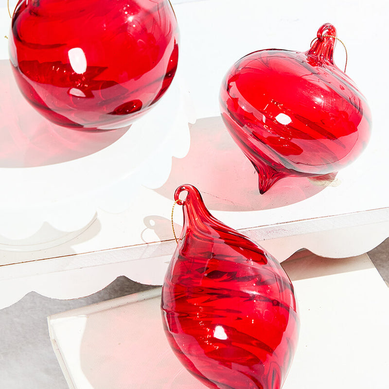 5"-6" Bright Red Glass Ornament