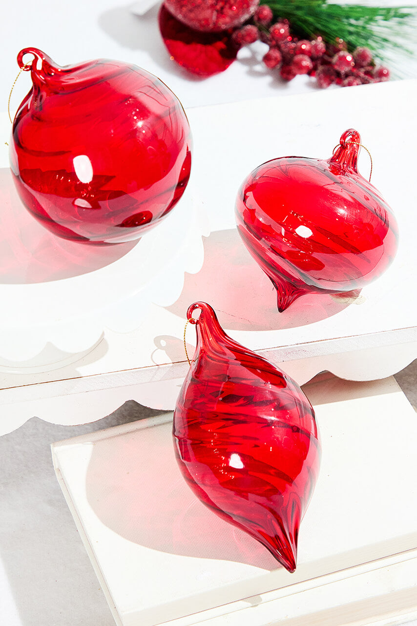 5"-6" Bright Red Glass Ornament
