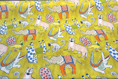 Ziba Lemon Yellow Hullbaloo Cotton Fabric - Novelty Animal Print, Lemon Yellow, 54" Width (By The Yard)