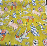 Ziba Lemon Yellow Hullbaloo Cotton Fabric - Novelty Animal Print, Lemon Yellow, 54" Width (By The Yard)