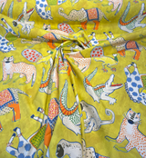 Ziba Lemon Yellow Hullbaloo Cotton Fabric - Novelty Animal Print, Lemon Yellow, 54" Width (By The Yard)