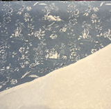 Blue Floral Toile Scenic Cotton Fabric - Dusty Blue, White Floral Scenic Toile, 54" Width (By The Yard)
