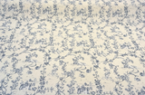Floral Toile Scenic Cotton Fabric - White Blue Scenic Floral Toile, 54" Width (By The Yard)
