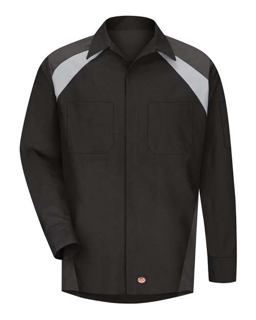 Red Kap Men's Long Sleeve Tri-Color Shop Shirt