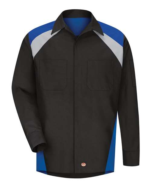 Red Kap Men's Long Sleeve Tri-Color Shop Shirt