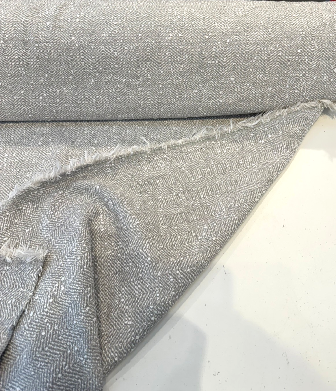 Sunbrella Boucle Vincent Acrylic Fabric - Gray White Cloud Boucle Texture, 54" Width (1 Yard)