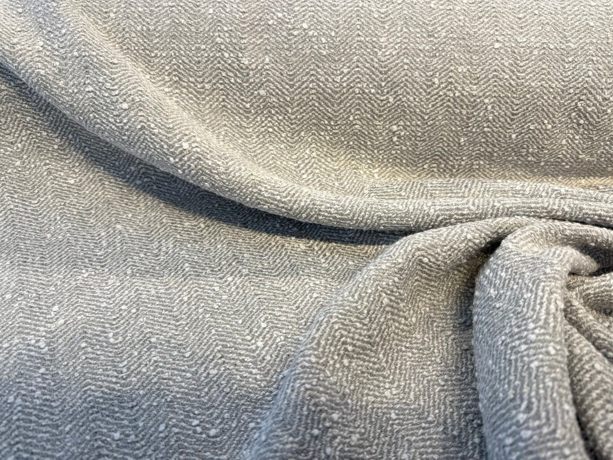 Sunbrella Boucle Vincent Acrylic Fabric - Gray White Cloud Boucle Texture, 54" Width (1 Yard)