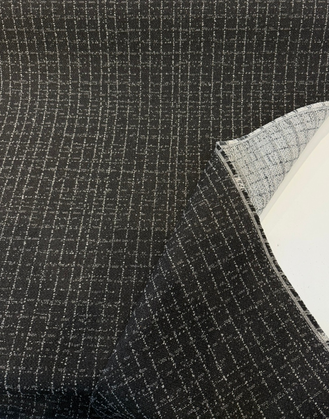 Harrison Raven Black Acrylic Fabric - Black Tweed, 54" Width (1 Yard)
