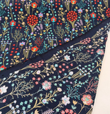 Floral Feast Embroidered Cotton Fabric - Twilight Blue, Embroidered Floral, 55" Width (1 Yard)
