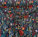 Floral Feast Embroidered Cotton Fabric - Twilight Blue, Embroidered Floral, 55" Width (1 Yard)
