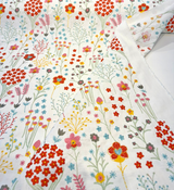 Floral Feast Emb Spring PK Embroidered Cotton Fabric - Embroidered Floral, White, 55" Width (1 Yard)