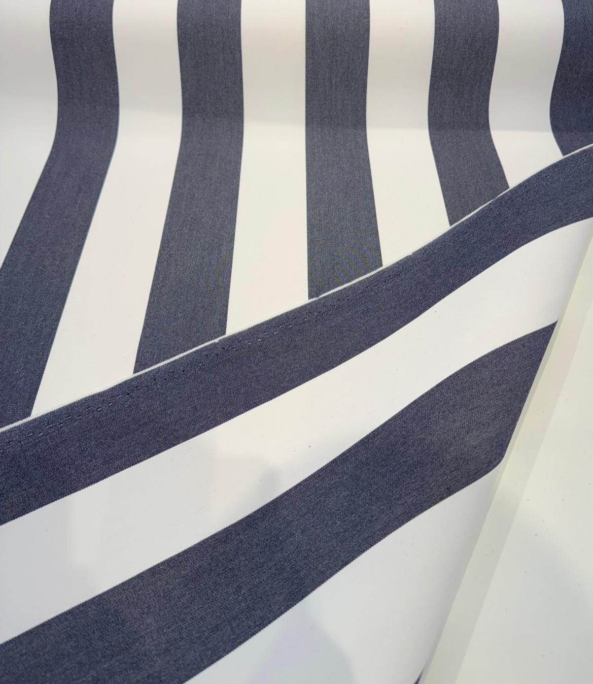 Townsend Sunbrella Acrylic Fabric - Navy Blue/White Stripe, 54" Width (1 Yard)