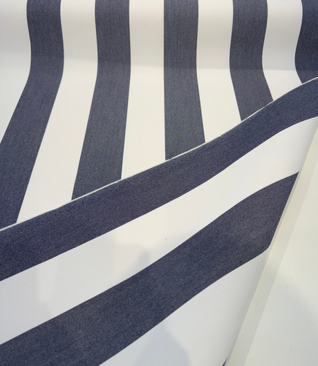 Townsend Sunbrella Acrylic Fabric - Navy Blue/White Stripe, 54" Width (1 Yard)