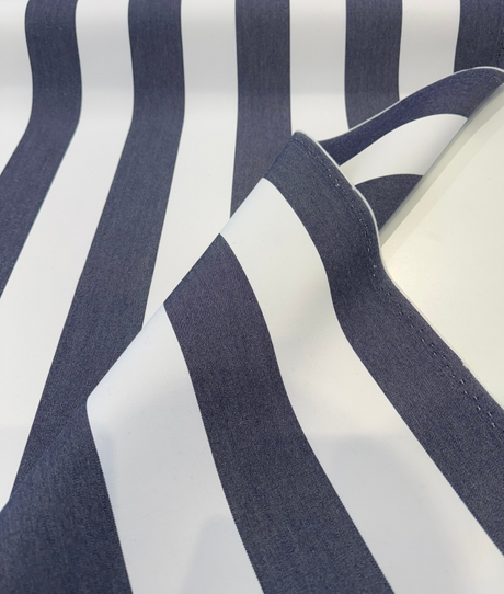 Townsend Sunbrella Acrylic Fabric - Navy Blue/White Stripe, 54" Width (1 Yard)