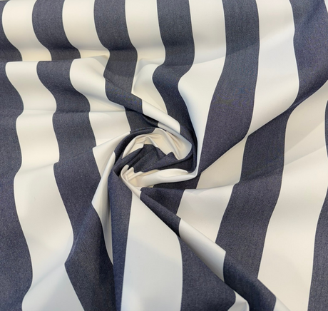 Townsend Sunbrella Acrylic Fabric - Navy Blue/White Stripe, 54" Width (1 Yard)