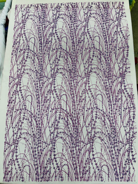 Galaxy Glitter Design Mesh Lace Polyester Fabric - Glitter Galaxy Pattern, 52-54" Width (1 Yard)