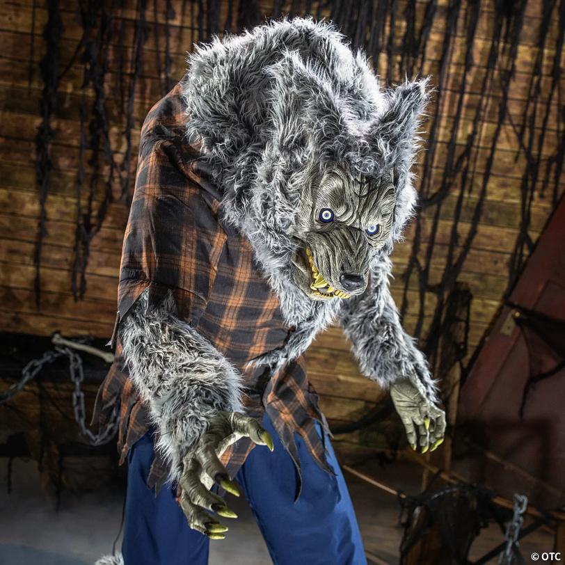 90" Animated Hulking Werewolf in Shirt & Pants Halloween Decoration