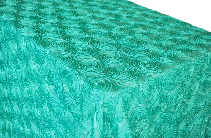 Rectangular Satin Rosette Tablecloth 90x132 Tiff Blue/Aqua Blue