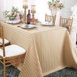 Rectangular Striped Jacquard Polyester Tablecloth 90x132 Champagne