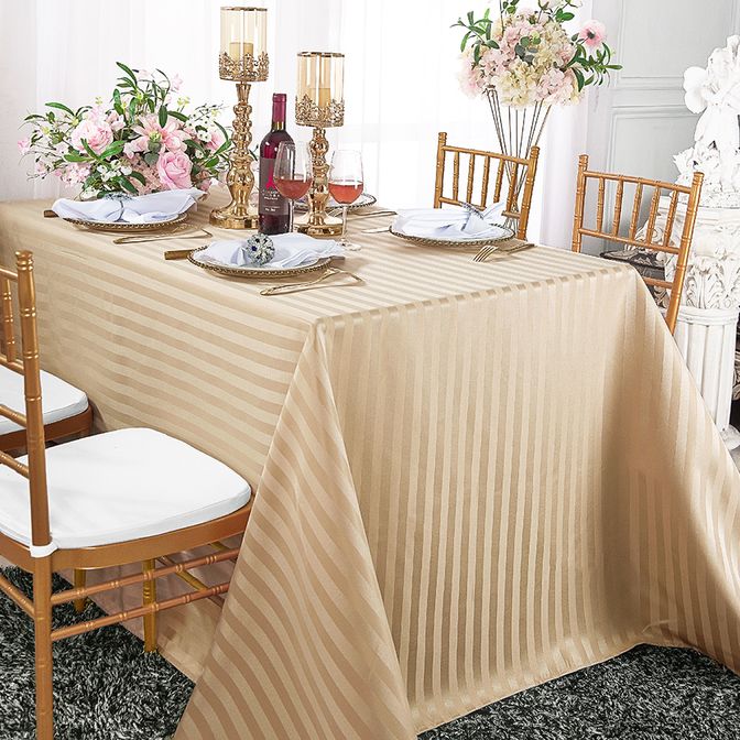 Elegant Striped Jacquard Rectangular Tablecloth