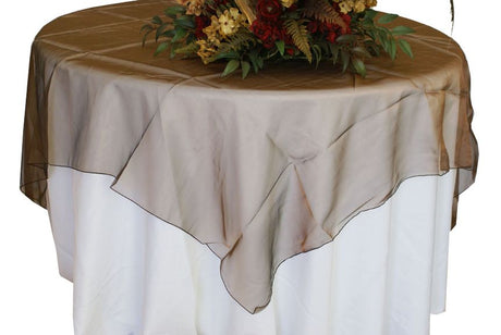 Square Organza Table Overlay 90x90 Chocolate