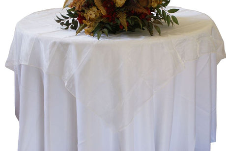 Square Organza Table Overlay 90x90 Ivory