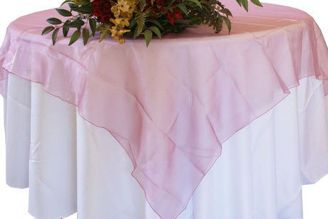 Square Organza Table Overlay 90x90 Rose Pink
