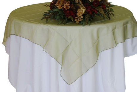 Organza Square Table Overlay 90x90 Moss Green