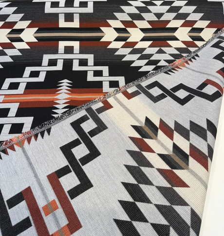 Sunbrella Zapotec Adobe Solution-Dyed Acrylic Fabric - Geometric Adobe Pattern, 54" Width (1 Yard)