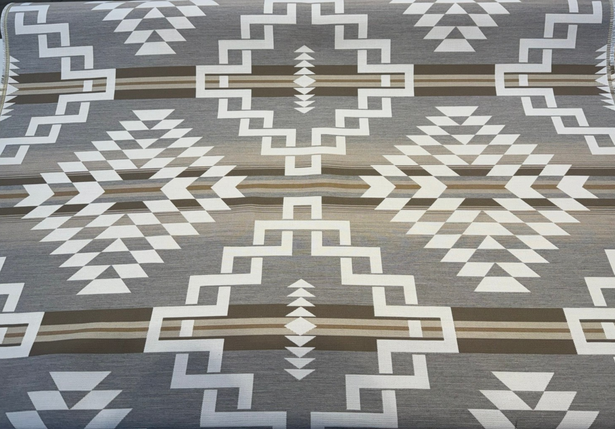 Sunbrella Pindler Zapotec Terra Acrylic Fabric - Terra Geometric Pattern, 54" Width (1 Yard)