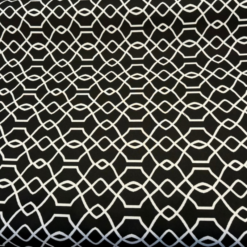 Sunbrella Folio Black Onyx 45741-000 Sunbrella Acrylic Fabric - Black And White Geometric, 54" Width, Reversible (1 Yard)