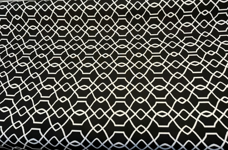 Sunbrella Folio Black Onyx 45741-000 Sunbrella Acrylic Fabric - Black And White Geometric, 54" Width, Reversible (1 Yard)