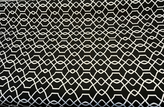 Sunbrella Folio Black Onyx 45741-000 Sunbrella Acrylic Fabric - Black And White Geometric, 54" Width, Reversible (1 Yard)