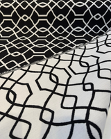 Sunbrella Folio Black Onyx 45741-000 Sunbrella Acrylic Fabric - Black And White Geometric, 54" Width, Reversible (1 Yard)