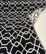 Sunbrella Folio Black Onyx 45741-000 Sunbrella Acrylic Fabric - Black And White Geometric, 54" Width, Reversible (1 Yard)