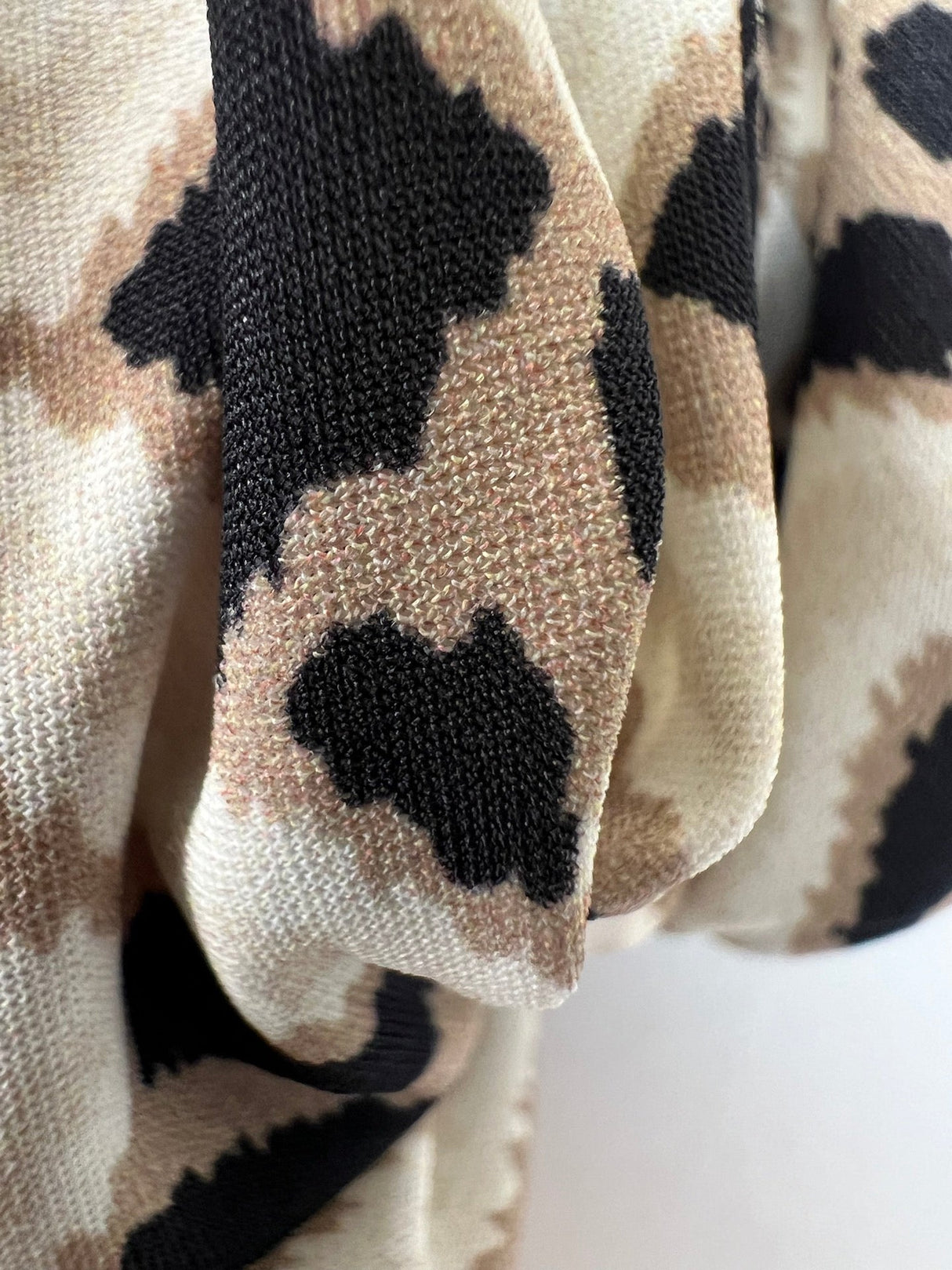 Polyamide Elastane Knitted Fabric Beige Black Geometric Print