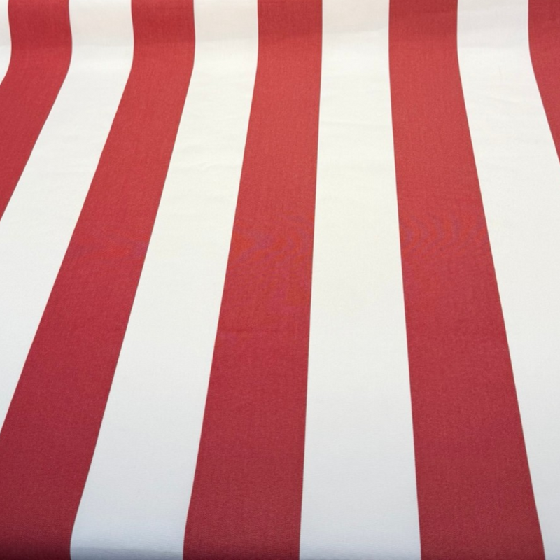 Sunbrella Explorer Venetian Red Stripe Acrylic Fabric - Red White Horizontal Stripe, 54" Width (1 Yard)