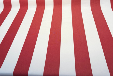 Sunbrella Explorer Venetian Red Stripe Acrylic Fabric - Red White Horizontal Stripe, 54" Width (1 Yard)
