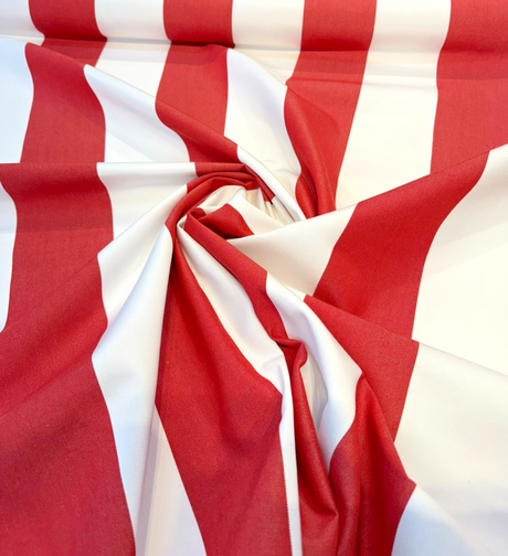 Sunbrella Explorer Venetian Red Stripe Acrylic Fabric - Red White Horizontal Stripe, 54" Width (1 Yard)