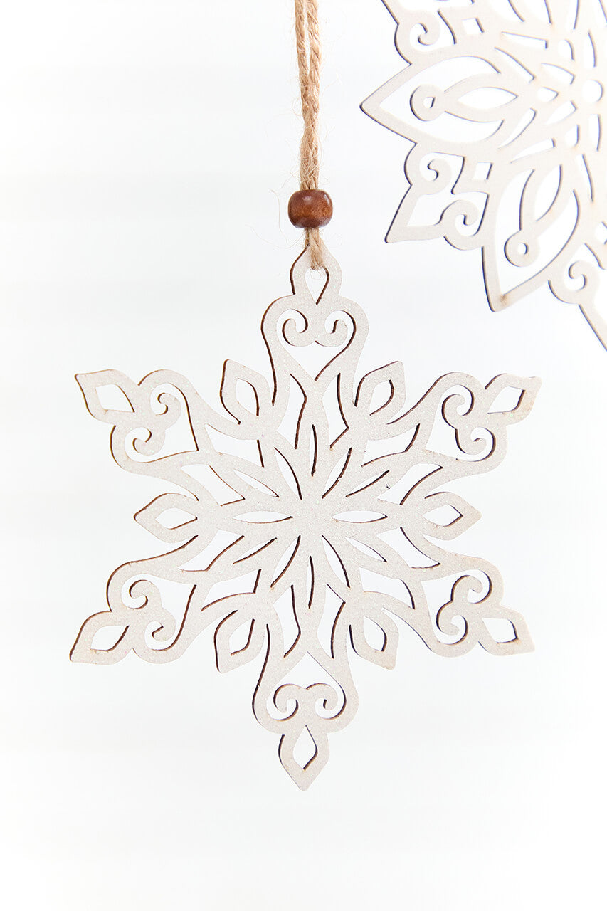 5" Wooden Cutout Snowflake Ornament