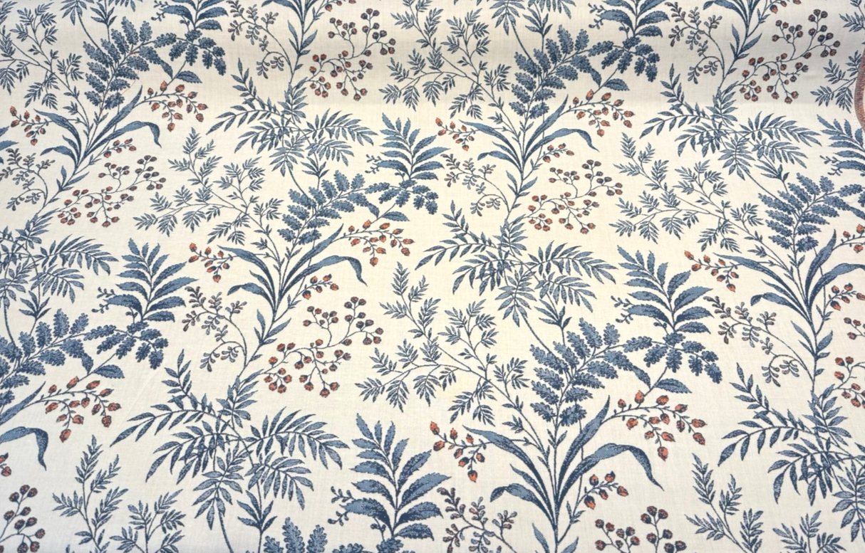 Sunbrella Marielle Sapphire Acrylic Fabric - Sapphire Blue Floral, 54" Width (1 Yard)
