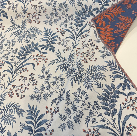 Sunbrella Marielle Sapphire Acrylic Fabric - Sapphire Blue Floral, 54" Width (1 Yard)