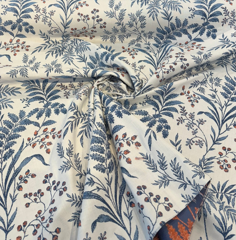 Sunbrella Marielle Sapphire Acrylic Fabric - Sapphire Blue Floral, 54" Width (1 Yard)