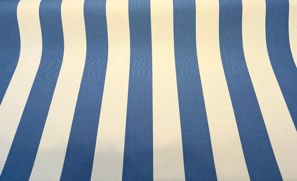 Sunbrella Acrylic Fabric - Blue Ivory Stripe, 54" Width (1 Yard)