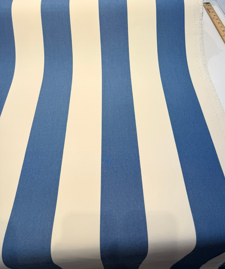 Sunbrella Acrylic Fabric - Blue Ivory Stripe, 54" Width (1 Yard)