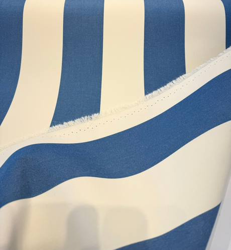 Sunbrella Acrylic Fabric - Blue Ivory Stripe, 54" Width (1 Yard)