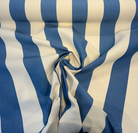 Sunbrella Acrylic Fabric - Blue Ivory Stripe, 54" Width (1 Yard)
