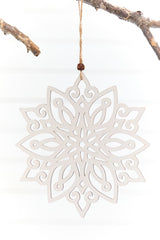 9" Wooden Cutout Snowflake Ornament