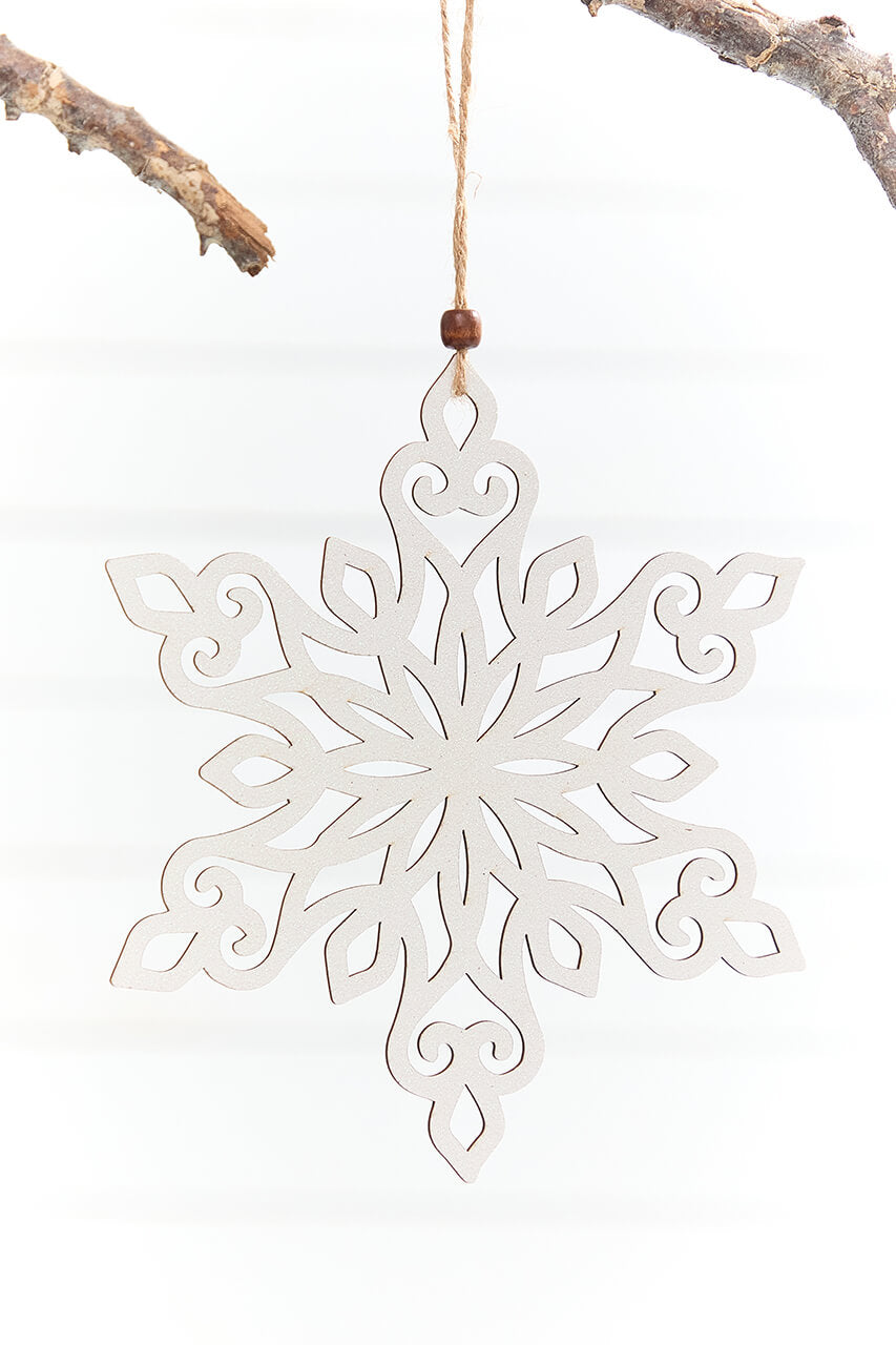 9" Wooden Cutout Snowflake Ornament